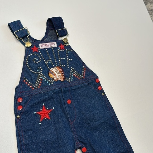 Little Bits Vintage Denim Western Overalls - Picture 2 of 9